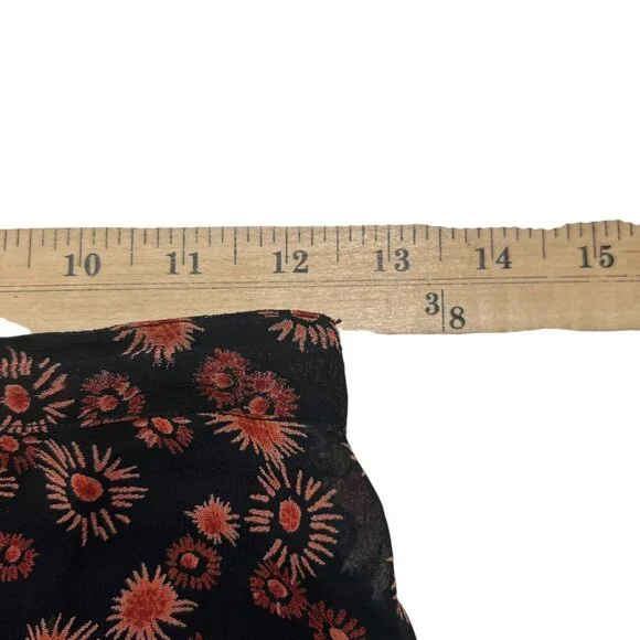 Vintage Floral Print Reversible Sheer Overlay Lettuce Hem Maxi Skirt Small - Picture 7 of 8